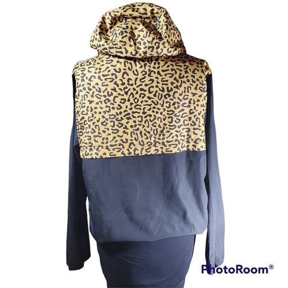 Empyre | Black and Leopard Print Windbreaker | Small - Picture 2 of 4